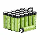 Amazon Basics 24er-Pack wiederaufladbare AA-NiMH-Akkus, 2000 mAh, 1,2 V, bis zu 1000x aufladbar, vorgeladen