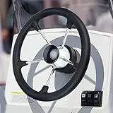 Geloo Boots-Lenkräder aus Edelstahl mit schwarzem PU-Schaum, 5 Speichen, 34,8 cm, rutschfest und schweißabweisend (schwarz)