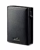 Vastaia Geldbörse Herren Leder Klein Mit Münzfach | Portmonee Herren Und Damen Slim mit RFID-Schutz | Slim Wallet mit münzfach(Schwarz)