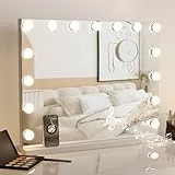 Dripex Bluetooth Hollywood Schminkspiegel mit 15 LED Lampen, Hollywood Spiegel 58 x 48 cm mit 3 Farbtemperatur Licht, Schminkspiegel mit Beleuchtung, Touch Control, USB Ladeanschluss