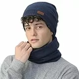 NovForth Mütze und Halswärmer Set – Strickmütze & Schlauchschal mit Fleece, Wintermütze Wollmütze für Damen Herren Teenager – Halswärmer Halstuch für Skifahren, Radfahren, Laufen, Winterspaziergang