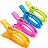 Bonilife Extra Große Handtuchklammern für Strandliegen, 4 Stück Wäscheklammern Groß, Farbige Strandtuchklammern für Pool, Sonnenliege, Stabil & Winddicht, Schwere Decken & Badetuch Clips