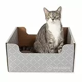 Hide & Scratch Kratzbox & Bett aus Karton - Hellgrauer Diamant | Doppelseitige Wellpappe für Indoor-Katzen | Nachfüllbares Kratzbrett Spielzeug für Spiel- & Möbelschutz