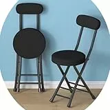 Bestiry Zusammenklappbarer Barhocker mit Rückenlehne, runder, gepolsterter Küchenhocker, 45,7 cm Sitzhöhe, einfacher Esshocker für Frühstücksbar, Wohnzimmer, Studentenwohnheim (Schwarz)