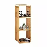 Relaxdays Bambus Regal, abgerundetes Standregal, schmales Badregal mit 4 Ablagen, quadratisch, HBT: 96x33x33 cm, Natur