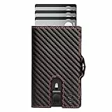 SLIMJACK Smart Wallet mit Münzfach - Kreditkartenetui mit RFID-Schutz - Geldbeutel für Herren - Aluminium-Kartenhalter - Smart Wallet für Karten & Münzen - Carbon Rot