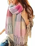 Voqeen Schal Damen Mode Lange Karierte Poncho Halstuch für Frauen Wraps Chunky Überdimensionale Winter Warm Wrap Schal für Damen