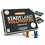 DENKRIESEN - Stadt Land Vollpfosten® Das Brettspiel | Grundspiel inkl. Junior Erweiterung | Ab 8 Jahren | 4-12 Spieler | Partyspiel | Blitzwürfeln & Langen Spielrunden | Familienspiel