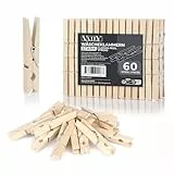 Vaily Wäscheklammern aus Holz - Holzklammern für Wäscheständer, Wäscheleine, Basteln und Dekoration (060 Stück)