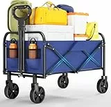 Bollerwagen Faltbar Mit Bremse,Handwagen Faltbarer 220L 172Kg 360° All-Terrain Reifen,Seitentasche,Handwagen Mit Verstellbarem Griff Perfekt Gartenwagen Reisebuggy Campingwagen Strandwagen