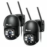 Ctronics PTZ Überwachungskamera Aussen WLAN, 2K Kabellose WiFi IP Kamera Outdoor mit Automatische Verfolgung, Personenerkennung, Nachtsicht in Farbe, 2-Wege Audio, IP66 Wasserdicht (2 St) (schwarz)