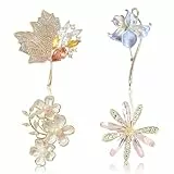BSITSSS 4 Stück Brosche für Damen, Schöne Blume Broschen, Elegante Broschen für Kleidung, Vintage Blätter Brosche Pin, Brooch für Schal, Mantel Kleidung, Kleider Clip