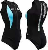 CRESSI seit 1946 - ThermoFlex Lady Swimsuit 2mm - Damen Badeanzug aus weichem Neopren Schwarz/Aquamarin 2 mm, Schwimmen, Schnorcheln, AquaFitness und für Verschiedene Wassersportarten - L/4