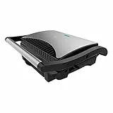 Cecotec Rock'nGrill Dark 1000 Elektrischer Grill, 1000 W, Steinbeschichtung, Fettauffangschale, schwimmende Oberfläche, 25,4 x 17,5 cm, PTFE-frei, PFOA