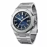 SAPPHERO Uhren Herren Quarzwerk Silber Edelstahl Armband 30M Wasserdicht Datum Kalender Schwarz Blau Herrenuhren Armbanduhr Geschenke für Männer