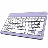 FINTIE Ultradünn Bluetooth Tastatur mit deutschem Layout QWERTZ für iPad Air/Pro/Mini/iPad 10.9/10.2/9.7/iPhone/Samsung/Android, Violett