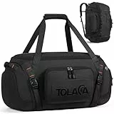 Tolaccea Sporttasche Rucksack für Herren & Damen – 55L große Reisetasche mit Schuhfach, Nassfach & Laptopfach (15,6') – Wasserdicht Duffle Bag für Weekender, Fitness, Sport & Reisen(Schwarz)