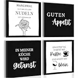 Novart Bilder Set Küche - KOMPLETT AUFHÄNGFERTIG - Weiss Küchenbilder Esszimmer - 4 Moderne Wandbilder - N030544a