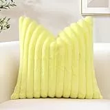 Sungeek 1 Stück Plüsch Samt Kissenbezug, Kunstpelz Weich Kissenbezüge Sofakissen Dekokissen Deko Zierkissenbezüge Flauschig Kissenhülle für Schlafzimmer Wohnzimmer (40x40cm, Gelb)
