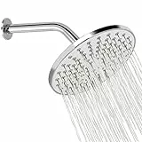 HOMGEN Duschkopf Hochdruck Brausekopf Set 8 Zoll Regendusche Edelstahl Einbauduschkopf mit 7,8 Zoll Duscharm Fliter Band Durchflussbegrenzerund Wassersparend Dünnes Design Silbrig