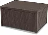 Allibert by Keter Gartentisch Arica, braun, mit Stauraum, Deckel abnehmbar, Kunststoff, flache Rattanoptik, 79 x 59 x 42 cm, wetterfest