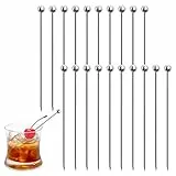 DONQL 20Stück Stainless Steel Cocktail Sticks Set Reusable Fruit Sticks Toothpicks Metal Martini Skewers Drink Picks for Cocktail Party,Barbeque Snacks,Appetizersetc