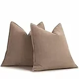 ZWJD Khaki Kissenbezug 40x40 2er Set Chenille Kissenbezüge Sofakissen Kissenhüllen mit elegantem Design, weiche und luxuriöse dekorative Dekokissen für Couch, Bett und Heimdekoration