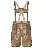 Schöneberger Trachten Couture Kinder Lederhose Vintage – Traditionelle bayrische Echt-Leder Trachtenhose mit Hosenträger - für Oktoberfest, Michi (152, Antik-Braun)