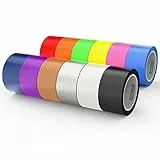 LLPT Gewebeband | Panzertape | 12 Premium Sortierte Farbpakete | 50mm x 9m | Matt und Reflexionsfrei | Gewebeklebeband in Blau Rosa Gelb Grün Orange Rot Schwarz Weiß Braun Silber Lila (DT612)