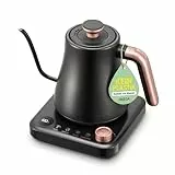 OLEGA wasserkocher schwanenhals: 1200W wasserkocher mit temperatureinstellung, 0.8L Edelstahl schwanenhals wasser kocher, LED-Anzeige & Warmhaltefunktion kettle, Geeignet für Kaffee und Tee, schwarz