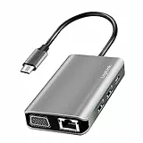 USB 3.2 Gen 1 Docking-Station 7-Port, mit USB-C Anschluss und PD (PowerDelivery), UHD-4K Auflösung, RJ45 Gigabit Netzwerk