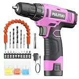 PULITUO 12V Akku-Bohrmaschine ,Leistungsstarke Bohrer-Sets mit Li-Ion Akku, 21+1 Drehmomenteinstellung,3/8' Zoll Keyless Chuck,elektrische Bohrmaschine,Variabler Drehzahlschalter,LED Licht.