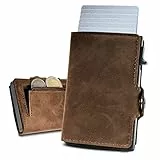 slimfin® Slim Wallet mit Münzfach - Kartenetui - Geldbeutel Herren - Geldbörse - Portemonnaie - Portmonee - Card Holder klein/Mini mit RFID Schutz - Braun