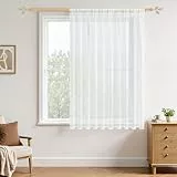 MRTREES Vorhänge Weiß Wohnzimmer 100x200cm (HXB) Vorhang Transparent Kinderzimmer Kurz für Stangendurchzug 1 Stück Vorhänge Extra Breite Makramee für Wohnzimmer Schlafzimmer und Küchen