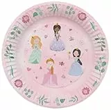 Folat 27486 Prinzessin Geburtstag Deko Rosa - Teller - Pretty Princess - 23 cm - 8 Stück - Prinzessin Partygeschirr für Prinzessinparty