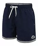 Mount Swiss hochwertige Badeshorts Lukas Herren Jungen mit Sun-Protection I Moderne Männer Badehose I Stylische Herren Shorts Schwimmen Freizeit Wassersport Beach I Farbe: Navy Blue, Gr. 6XL