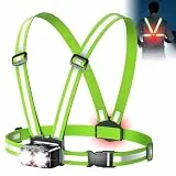 EOIWUY 800 Lumen Ultraleuchtstarkes Lauflampe Joggen mit Rücklicht, 7+2 Lichtmodi Lauflicht, 45° Lichtstrahl & 360°-Reflektorband Brustlampe, IPX4 Wasserdicht, USB Aufladbar, Laufzeit 4-25 Stunden