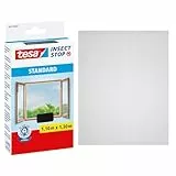 tesa Insect Stop Standard Fliegengitter für Fenster - Insektenschutz zuschneidbar - Mückenschutz ohne Bohren - 1 x Fliegen Netz - 110 cm x 130 cm - Anthrazit