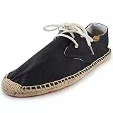 Kentti Herren Classic Solid Covered Lace-Up Espadrilles Schwarz 44 EU