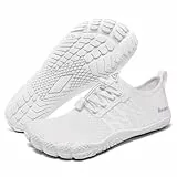 Racqua Wasserschuhe Damen Badeschuhe Herren Leichtgewichtige Aqua-Schuhe Schnelltrocknende Atmungsaktive Badeschuhe Strand Barfuß Outdoor für Frauen Weiß EU38