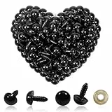 TOAOB 150 Stück Sicherheitsauge 12mm Schwarz Kunststoff Basteln Puppen Augen Knopfaugen mit Unterlegscheiben für Häkeltiere Puppe Marionette Plüschtier Teddyaugen