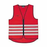 ABUS Warnweste Lumino Day Vest – rote Sicherheitsweste für bessere Sichtbarkeit bei Tag und Nacht - für Erwachsene - mit Reißverschluss - Größe M