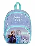Kindergartenrucksack Disney Frozen Mädchen - Personalisiert mit Name - Mädchenrucksack mit Vortasche - 2 Fächer