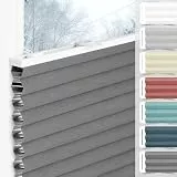 bobodeco Wabenplissee Plissee ohne Bohren Verdunkelung Klemmfix Thermo Verdunklungsplissee, Grau-Weiß 85x130 cm(BxH), 100% Verdunkelnd & Sicht- & Schallschutz, Wärmeisolierung für Fenster & Tür