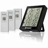 Bresser Wetterstation Funk mit Außensensor Temeo Hygro Quadro inklusive 3 Außensensoren um bei 4 Umgebungen gleichzeitig Temperatur und Luftfeuchtigkeit zu messen und zu kontrollieren