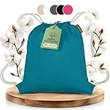 Naturstube Turnbeutel Baumwolle Petrol (1 Stück, 38 x 42 cm) Oeko-TEX® zertifiziert | Stoffbeutel & Sportbeutel zum Bemalen | Jute Beutel für Damen, Herren & Kinder, Gymsack Sack Jute Schule Rucksack