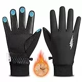 SIMARI Winterhandschuhe Herren Damen Thermo wasserdichte Warme Touchscreen Fahrradhandschuhe Snowboard Ski Outdoor Anti-Rutsch Winddicht Laufen Wandern Plüsch Winter SMRG108(Grauschwarz L)