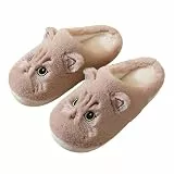 papasgix Hausschuhe Damen Plüsch Tiere Pantoffeln Niedliche Cartoon Hauspantoffeln Flauschige Fell Weiche Rutschfeste Hausschuhe Outdoor/Indoor