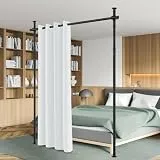 𝗝𝗮𝘆𝘀𝗲𝘂𝘄 Raumteiler Paraventgestell ohne Bohren, freistehende Gardinenstange höhen und breitenverstellbar, Vorhangständer als Trennwand Sichtschutz für Schlafzimmer Büro Wohnzimmer - Schwarz