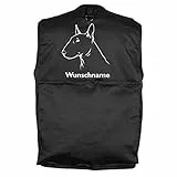 Tierisch-tolle Geschenke Bullterrier - Hundesportweste mit Rückentasche und Namen (L)